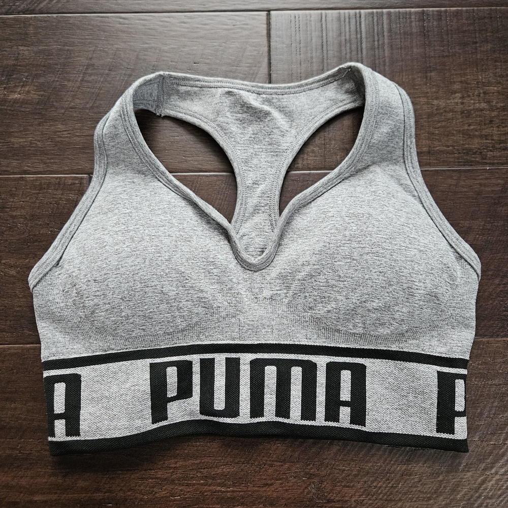 PUMA Women's Heather Gray Sports Bra